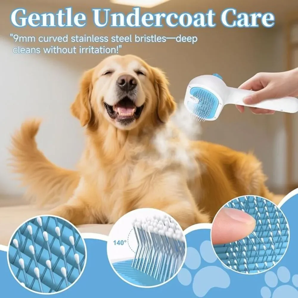 Pet Steam Brush for Dog & Cat - 3-in-1 Steam Grooming Brush